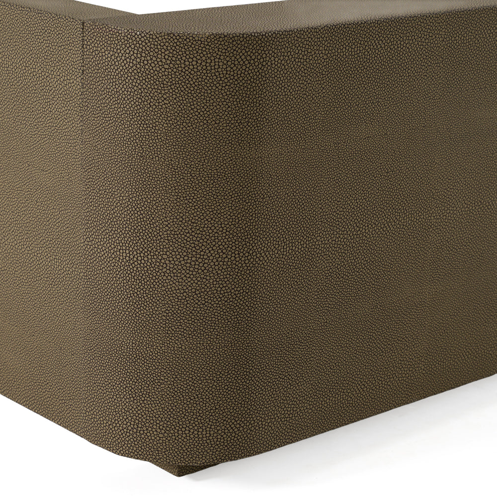 Eastern King Lois - Modern Grey Leather & Beige Shagreen Bed