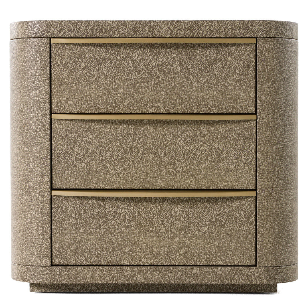Lois - Modern Beige Shagreen  Brass Nightstand