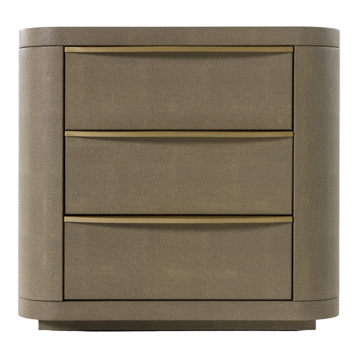 Lois - Modern Beige Shagreen + Brass Nightstand