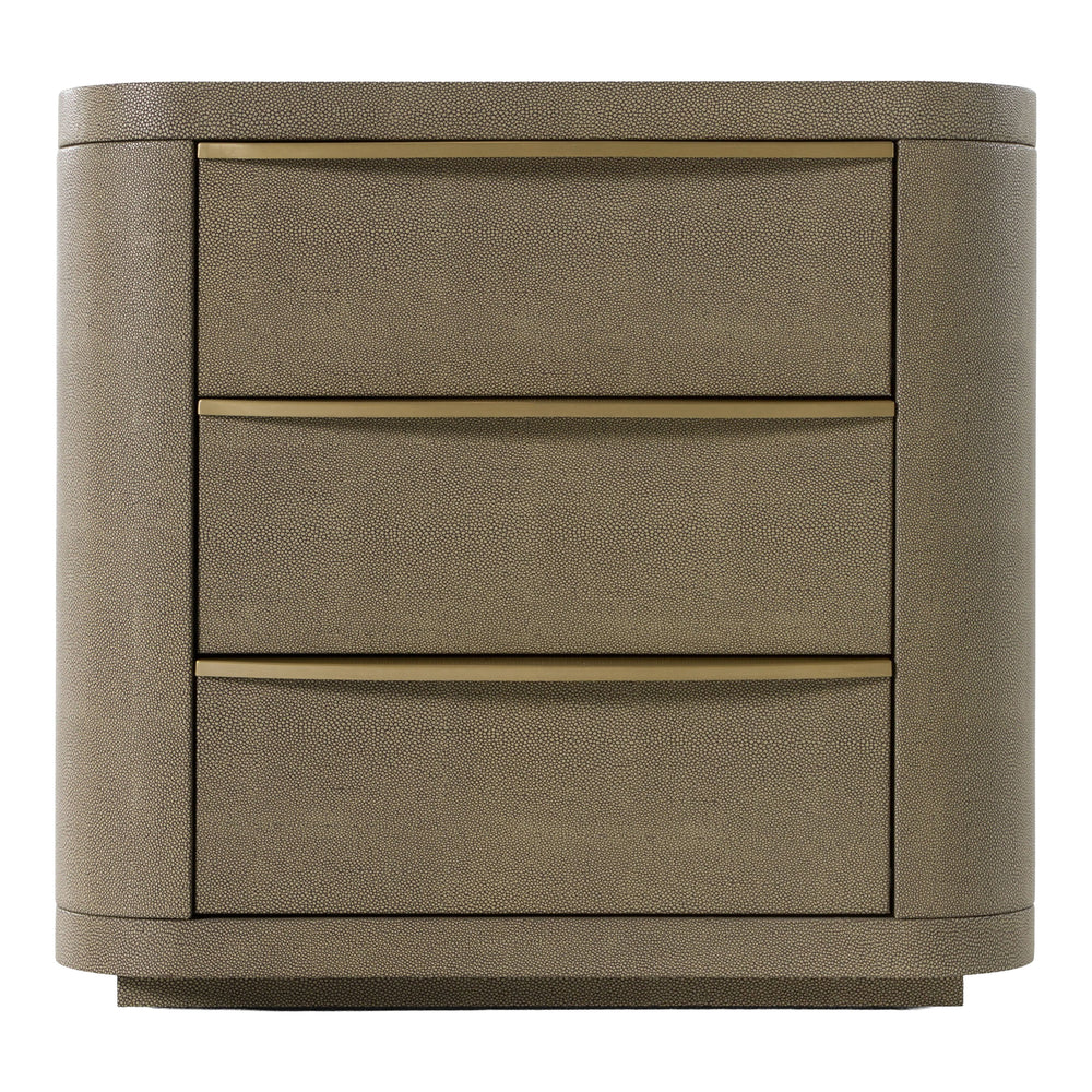 Lois - Modern Beige Shagreen + Brass Nightstand