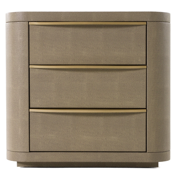 Lois  Modern Beige Shagreen + Brass Nightstand