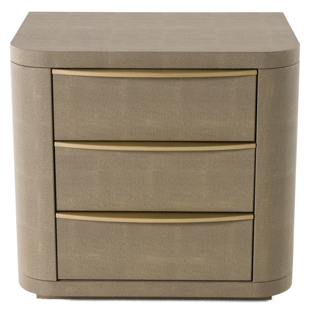 Lois  Modern Beige Shagreen + Brass Nightstand