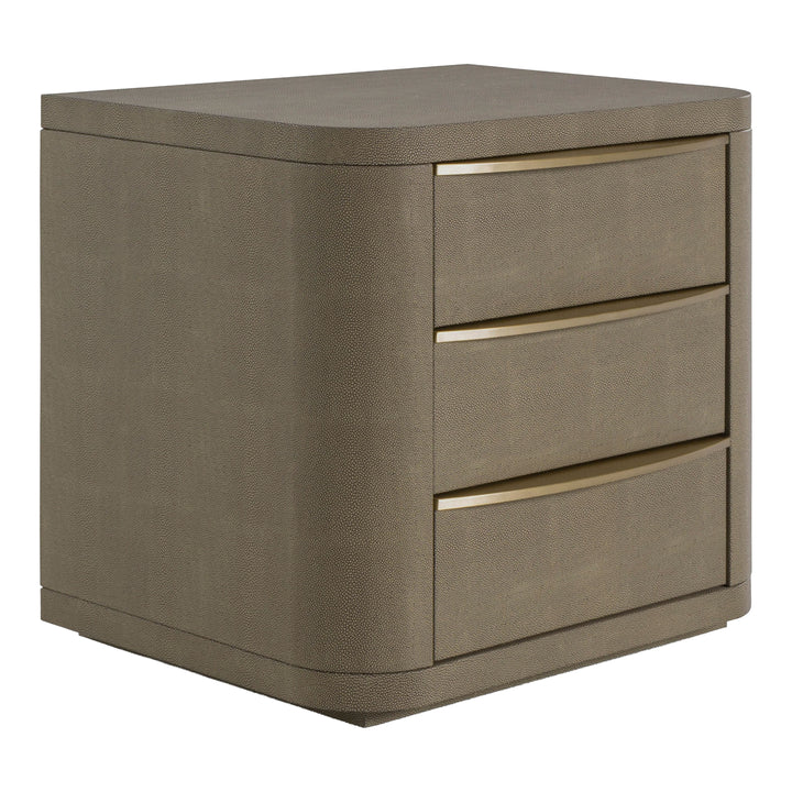 Lois - Modern Beige Shagreen + Brass Nightstand