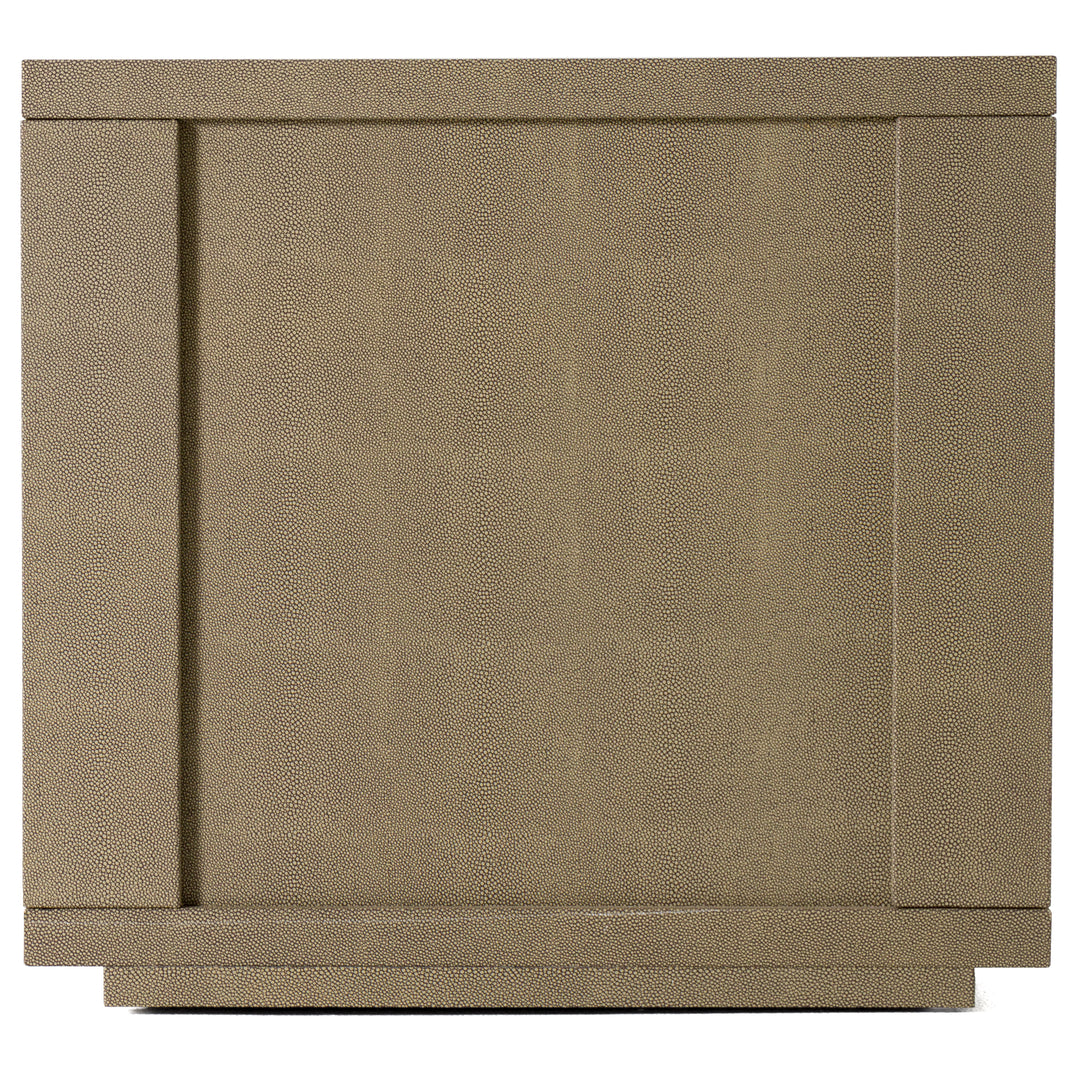 Lois  Modern Beige Shagreen + Brass Nightstand