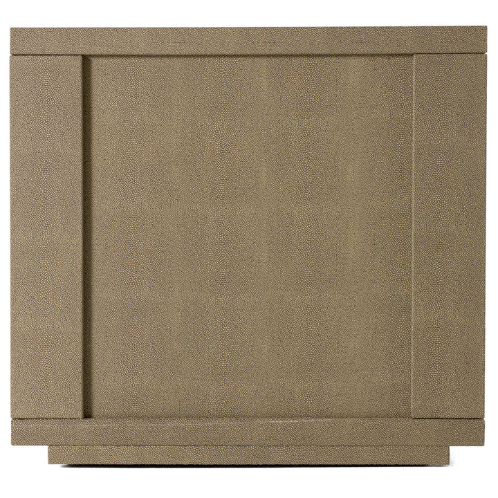 Lois  Modern Beige Shagreen + Brass Nightstand