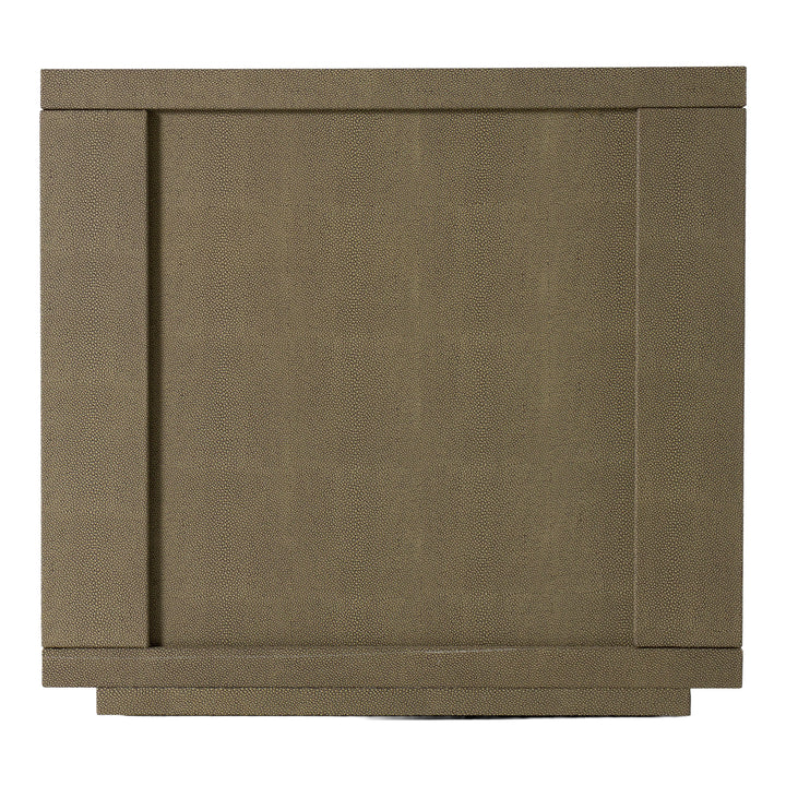 Lois - Modern Beige Shagreen + Brass Nightstand