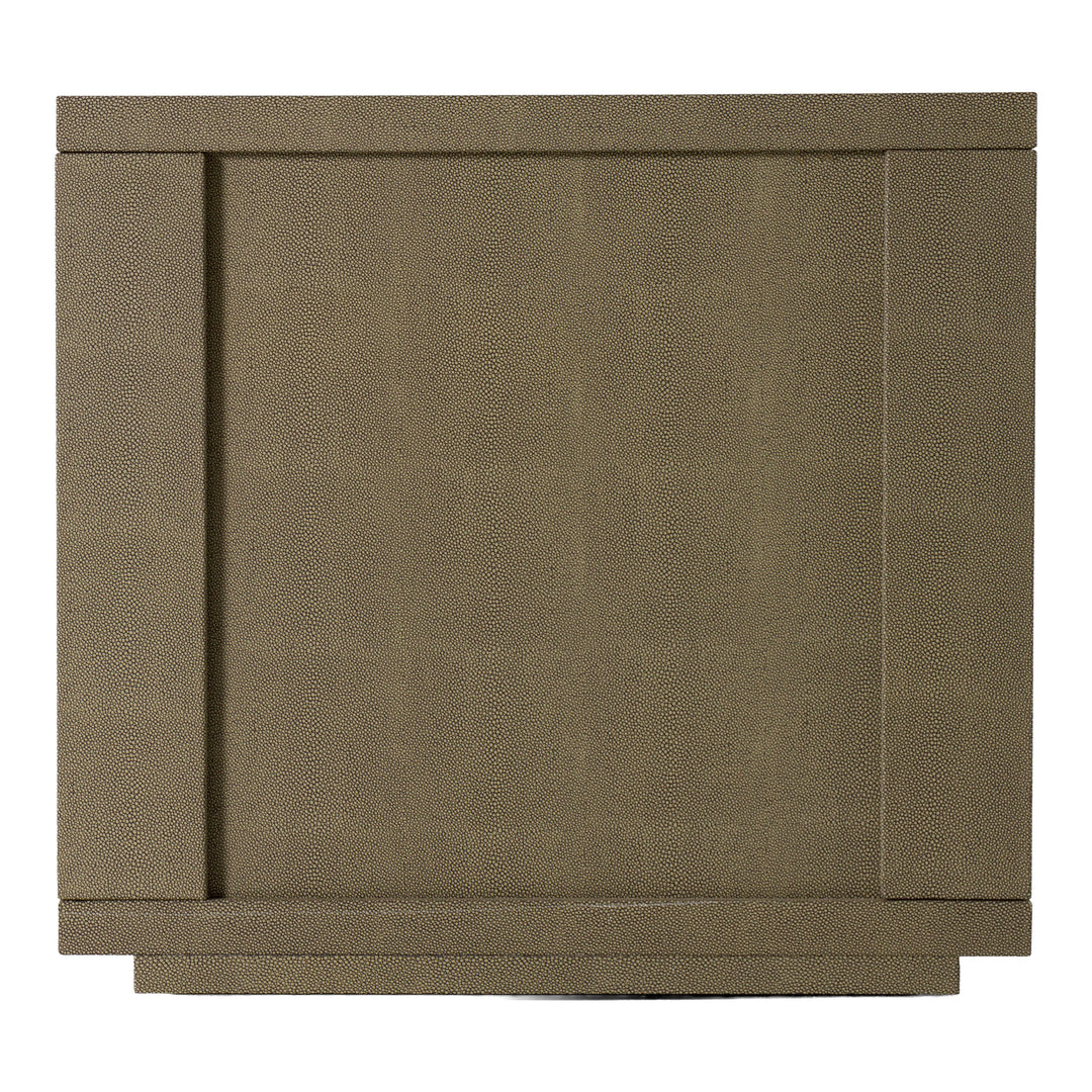 Lois - Modern Beige Shagreen + Brass Nightstand