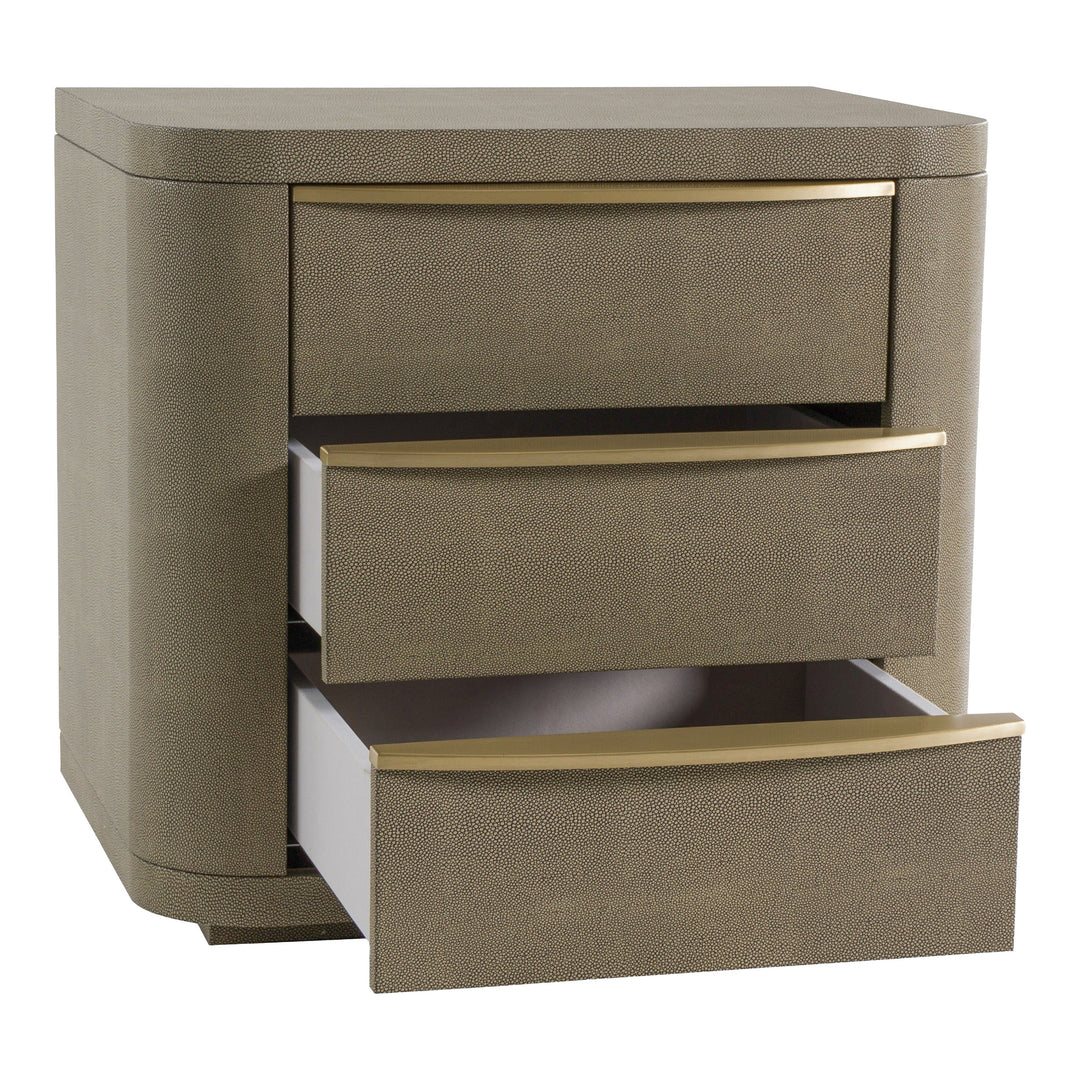 Lois - Modern Beige Shagreen + Brass Nightstand