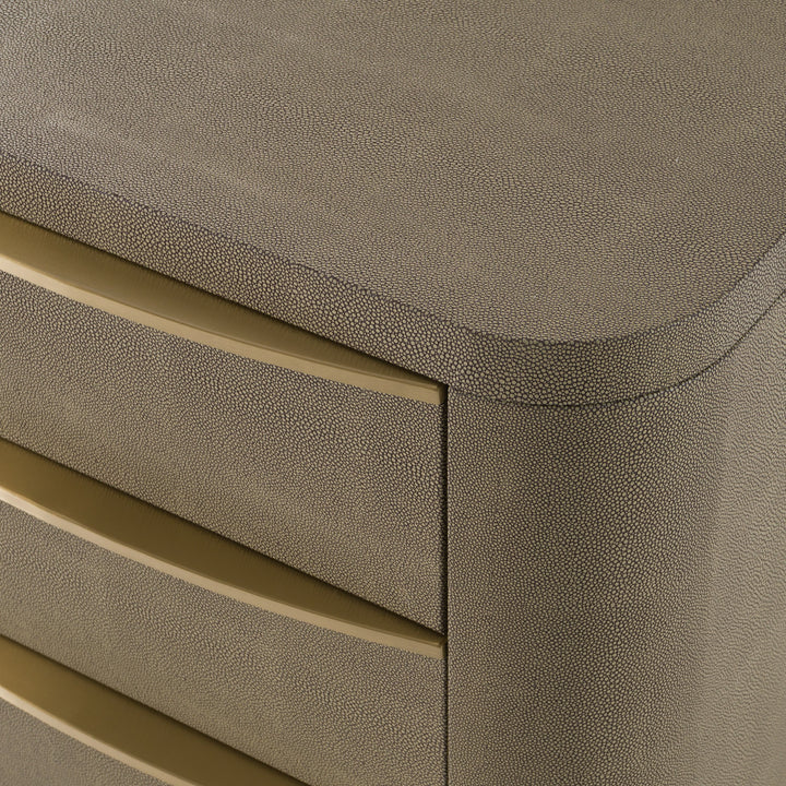 Lois - Modern Beige Shagreen + Brass Nightstand