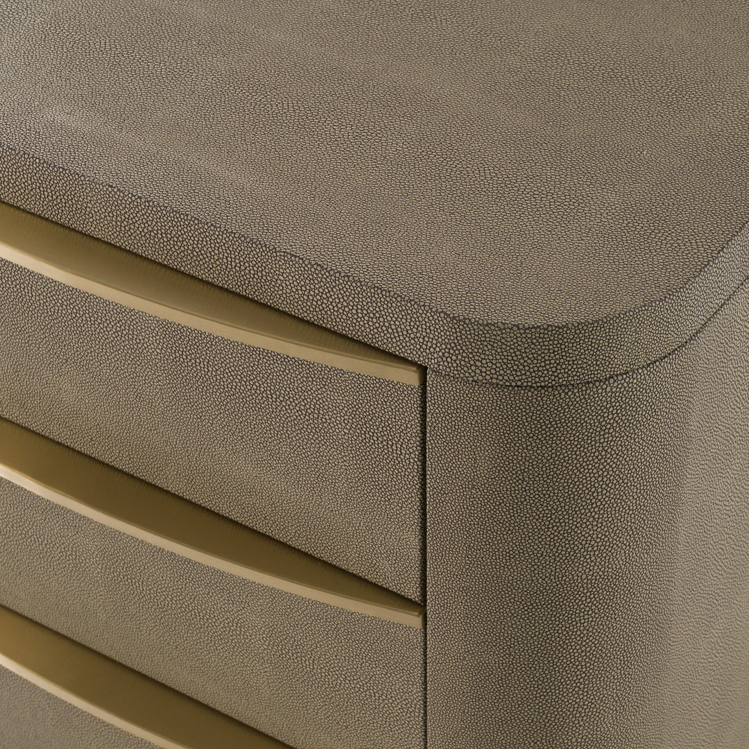 Lois - Modern Beige Shagreen + Brass Nightstand