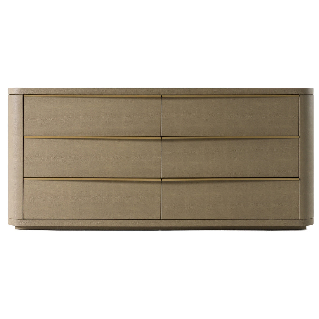 Lois  Modern Beige Shagreen + Brass Dresser