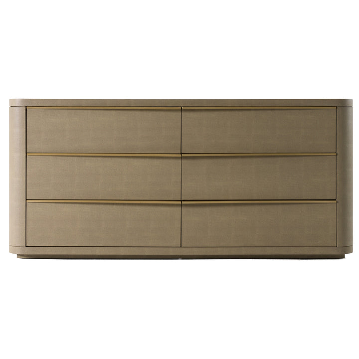 Lois  Modern Beige Shagreen + Brass Dresser