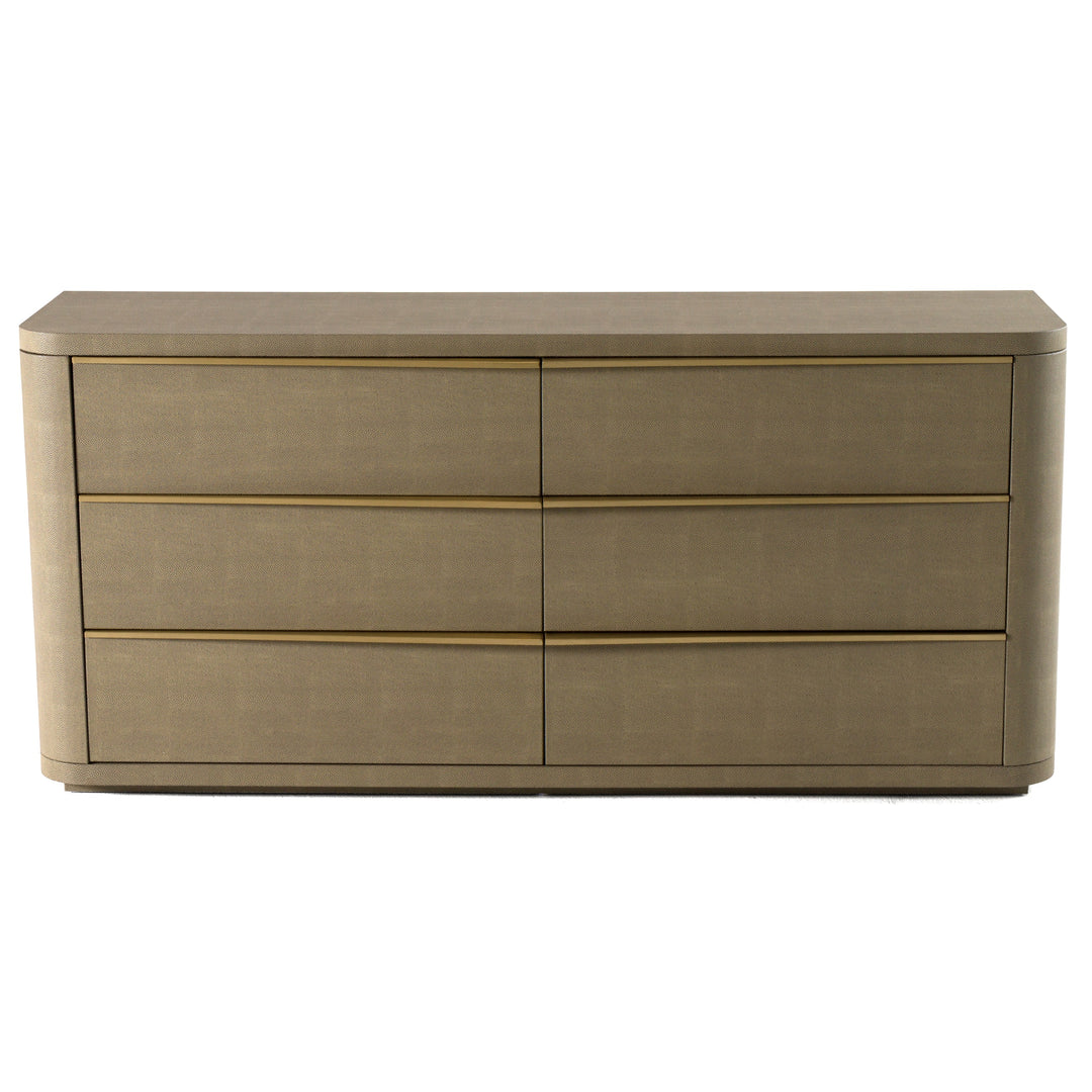 Lois  Modern Beige Shagreen + Brass Dresser