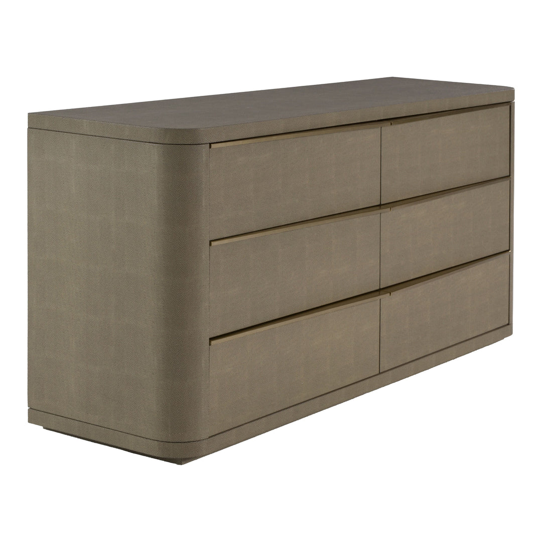 Lois - Modern Beige Shagreen + Brass Dresser