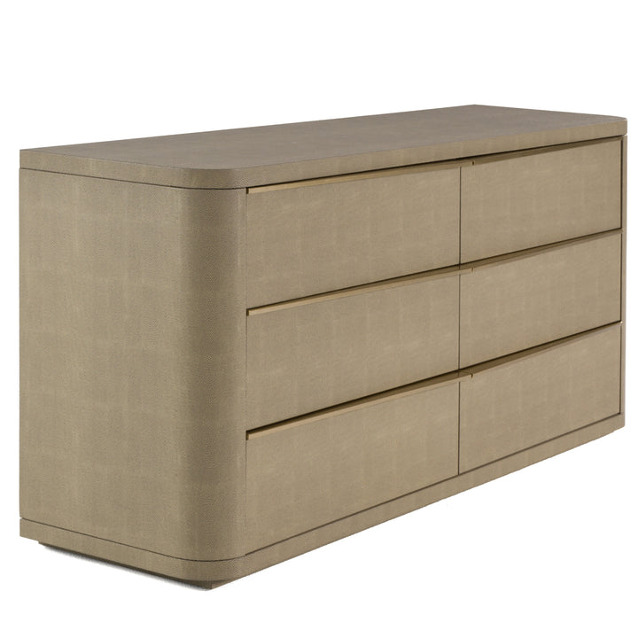 Lois  Modern Beige Shagreen + Brass Dresser