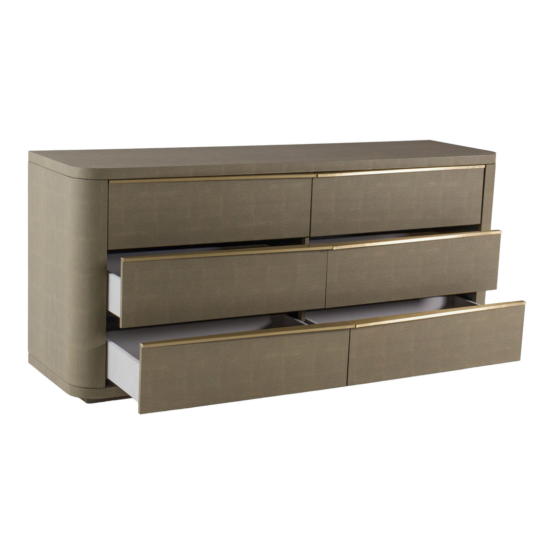 Lois - Modern Beige Shagreen + Brass Dresser