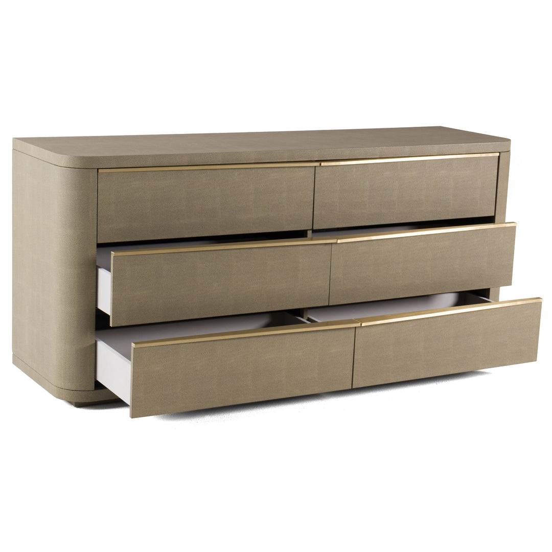 Lois - Modern Beige Shagreen + Brass Dresser
