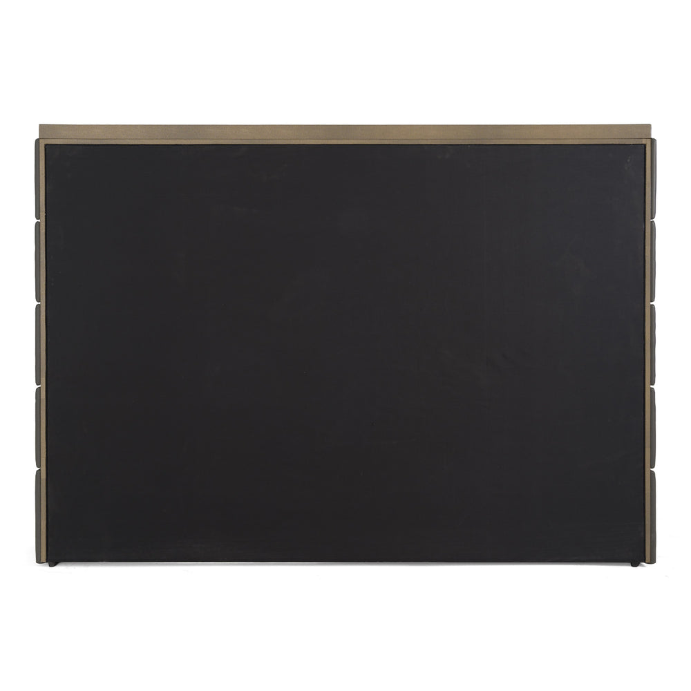 Lois - Modern Grey Leather & Beige Shagreen High Headboard Bed - View 3