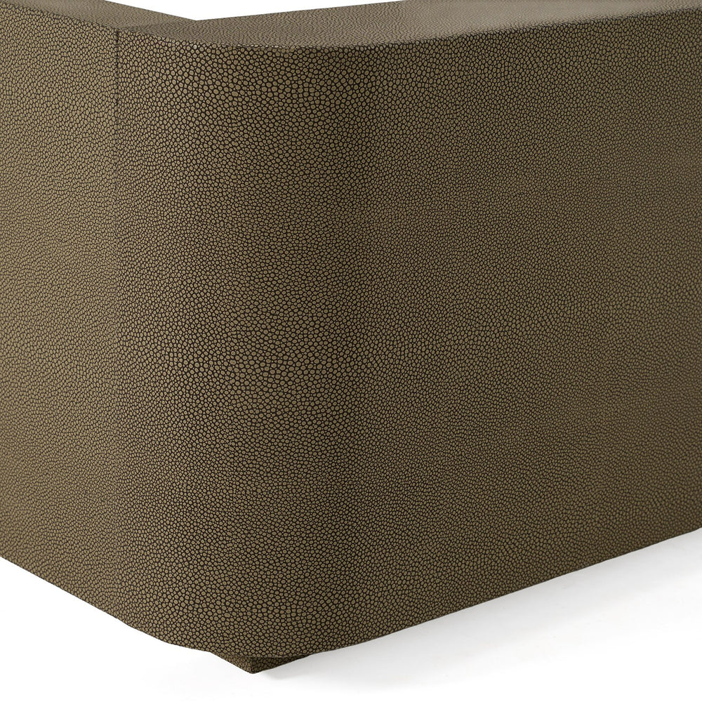 Lois - Modern Grey Leather & Beige Shagreen High Headboard Bed - View 5