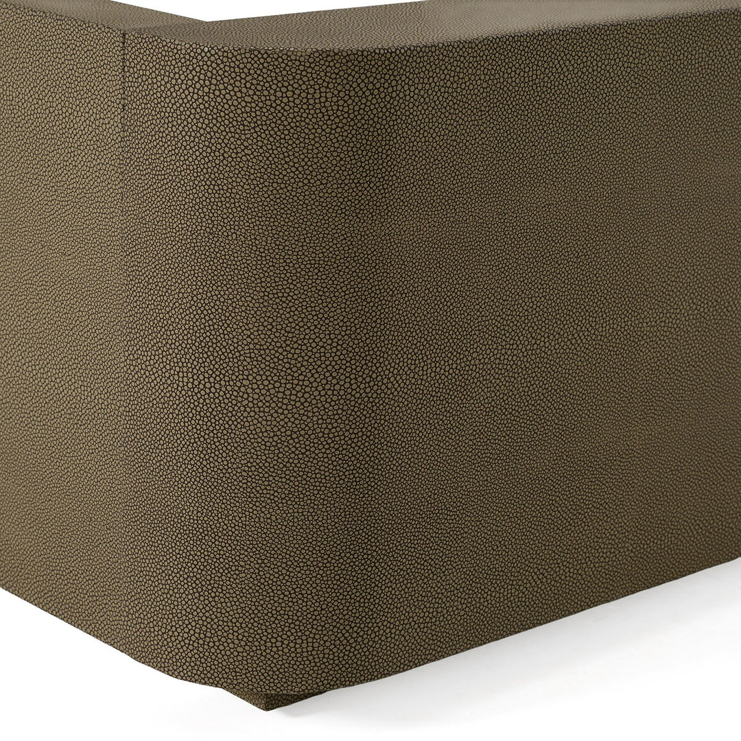 Lois - Modern Grey Leather  and  Beige Shagreen High Headboard Bed