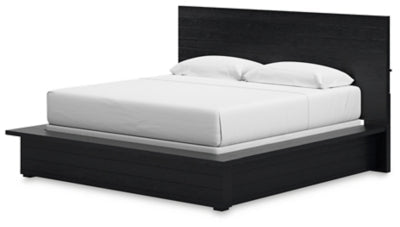 Londer King Panel Bed - Black Panel Bed modern furniture Contempo Furniture