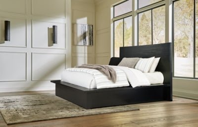 Londer Queen Panel Bed - Black Panel Bed modern furniture Contempo Furniture
