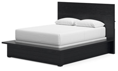 Londer Queen Panel Bed - Black Panel Bed modern furniture Contempo Furniture