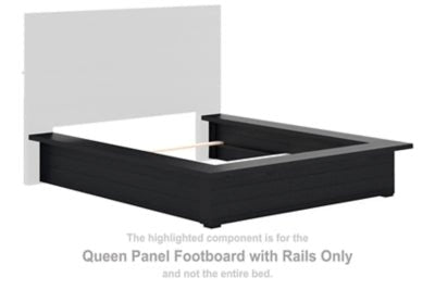 Londer Queen Panel Footboard with Rails - Black Rails modern furniture Contempo Furniture