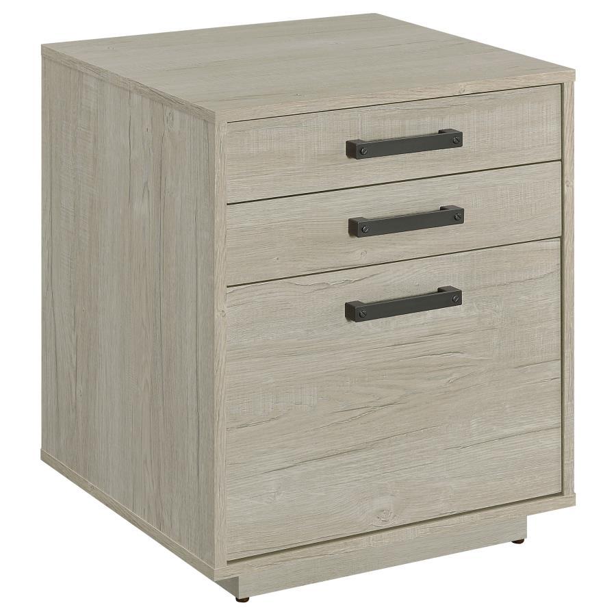 Loomis - 3 - Drawer Home Office File Cabinet - Whitewashed Gray Filing Cabinet modern furniture Contempo Furniture