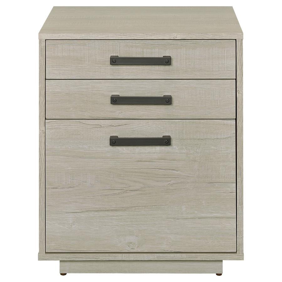 Loomis - 3 - Drawer Home Office File Cabinet - Whitewashed Gray Filing Cabinet modern furniture Contempo Furniture