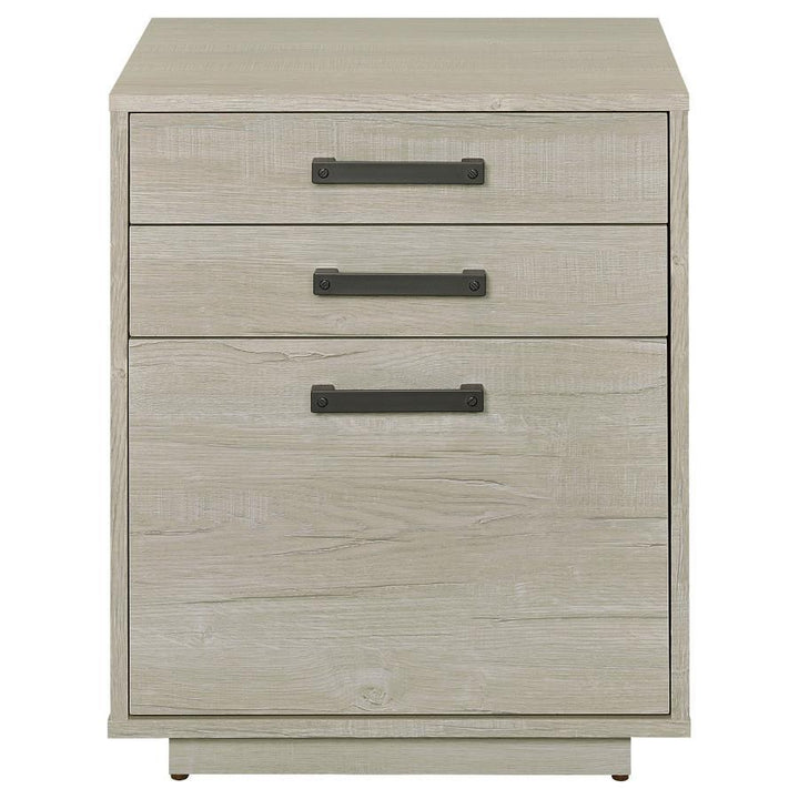 Loomis - 3 - Drawer Home Office File Cabinet - Whitewashed Gray Filing Cabinet modern furniture Contempo Furniture