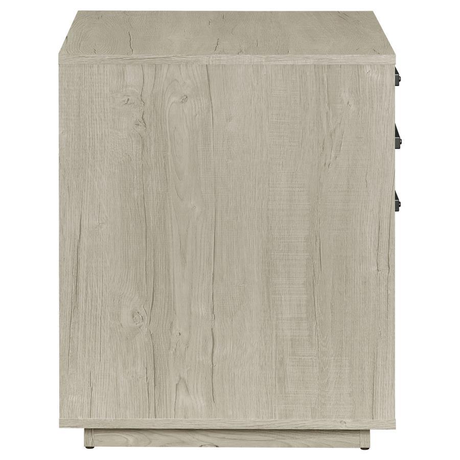 Loomis - 3 - Drawer Home Office File Cabinet - Whitewashed Gray Filing Cabinet modern furniture Contempo Furniture