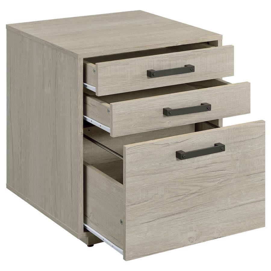 Loomis - 3 - Drawer Home Office File Cabinet - Whitewashed Gray Filing Cabinet modern furniture Contempo Furniture