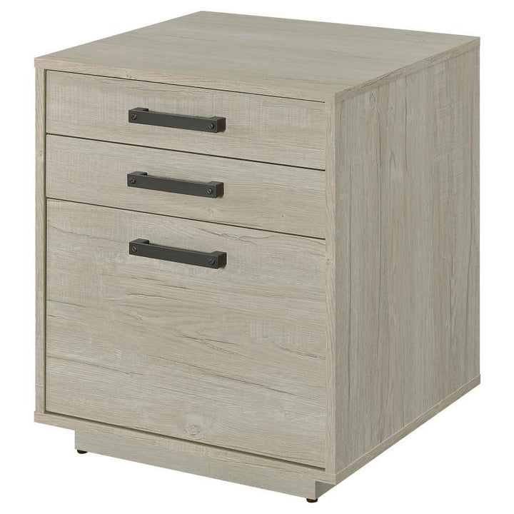 Loomis - 3 - Drawer Home Office File Cabinet - Whitewashed Gray Filing Cabinet modern furniture Contempo Furniture