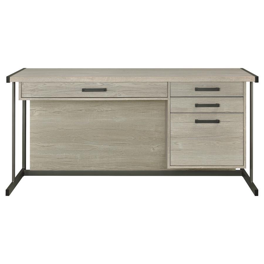 Loomis - 4 - Drawer Computer Desk - Whitewashed Gray Computer Desk modern furniture Contempo Furniture
