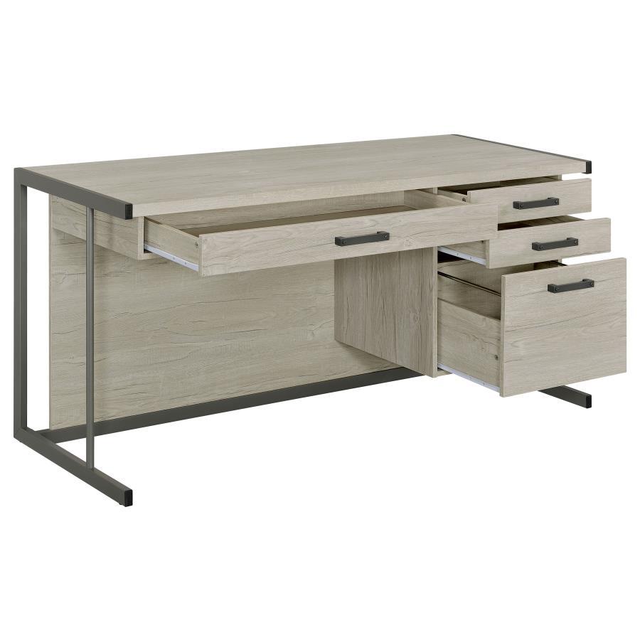 Loomis - 4 - Drawer Computer Desk - Whitewashed Gray Computer Desk modern furniture Contempo Furniture