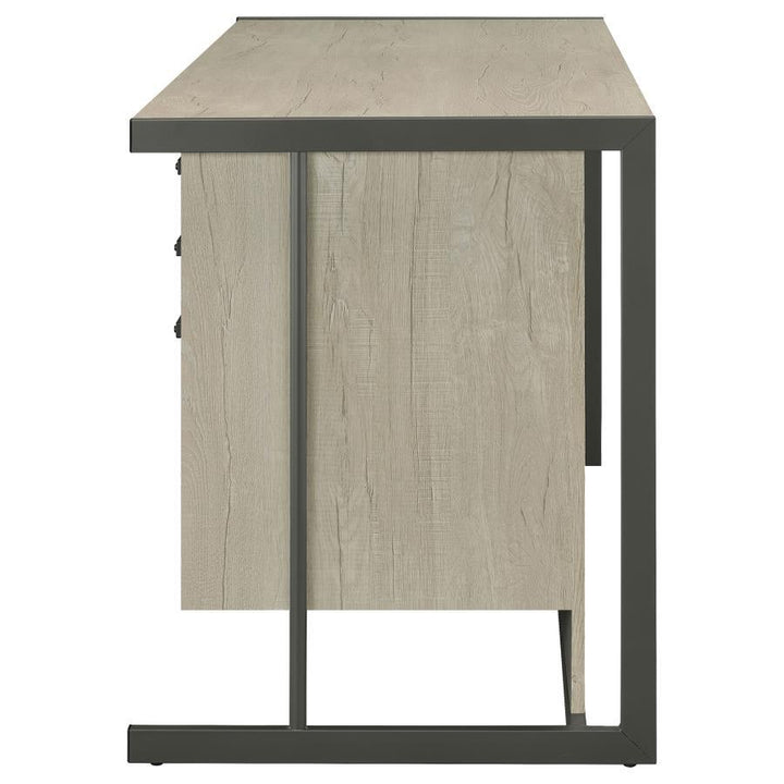 Loomis - 4 - Drawer Computer Desk - Whitewashed Gray Computer Desk modern furniture Contempo Furniture