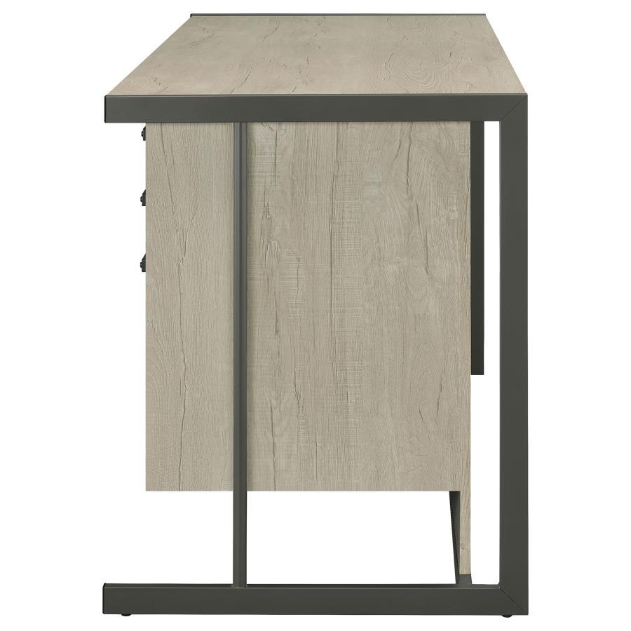 Loomis - 4 - Drawer Computer Desk - Whitewashed Gray Computer Desk modern furniture Contempo Furniture