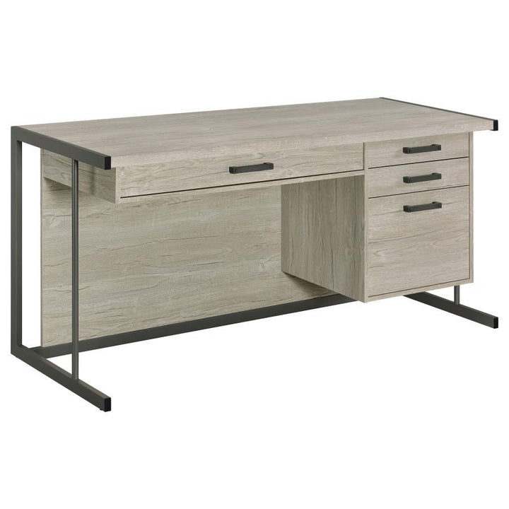 Loomis - 4 - Drawer Computer Desk - Whitewashed Gray Computer Desk modern furniture Contempo Furniture