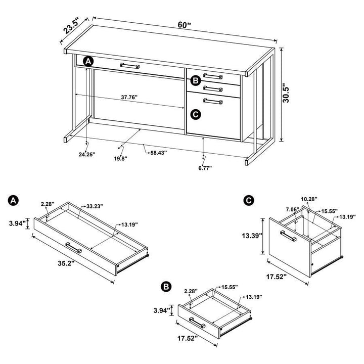 Loomis - 4 - Drawer Computer Desk - Whitewashed Gray Computer Desk modern furniture Contempo Furniture