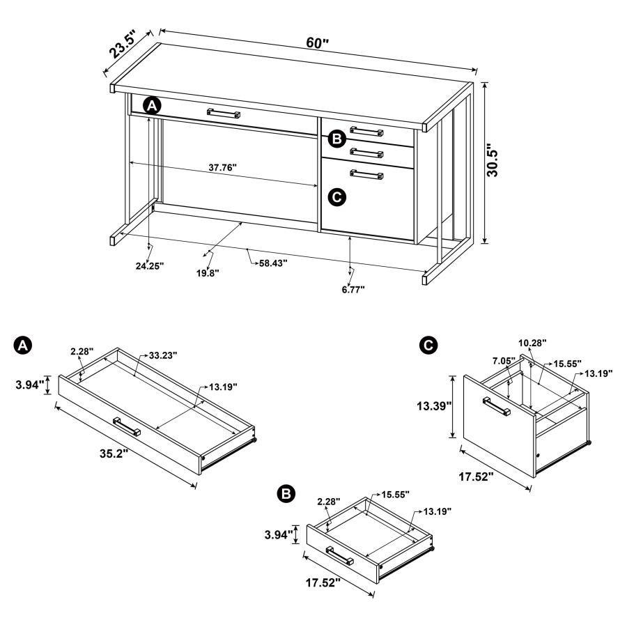 Loomis - 4 - Drawer Computer Desk - Whitewashed Gray Computer Desk modern furniture Contempo Furniture