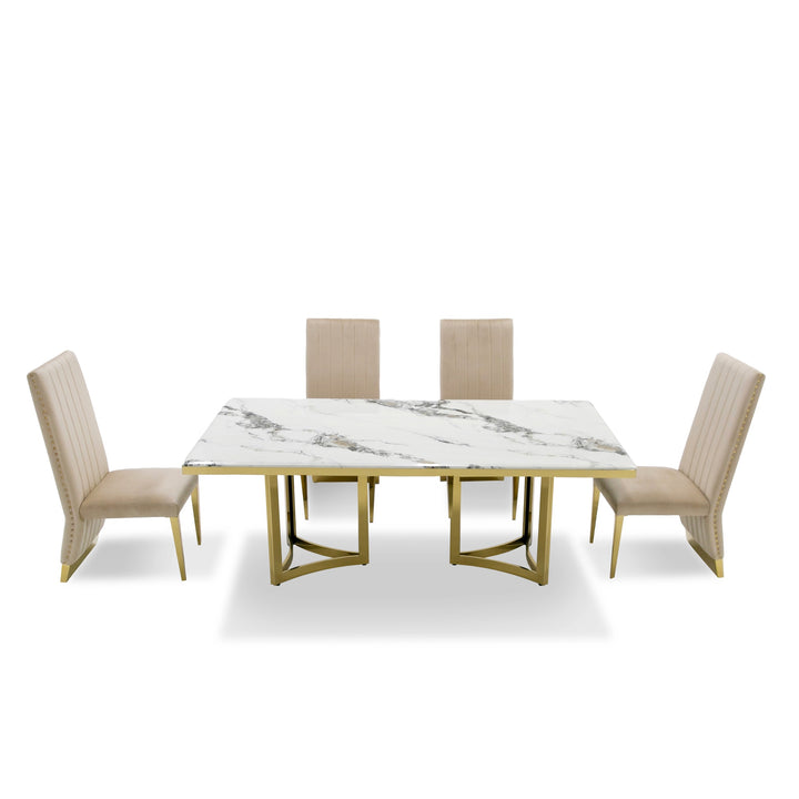 Loomis - White Marble &amp; Gold Dining Table