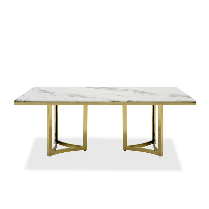 Loomis - White Marble &amp; Gold Dining Table
