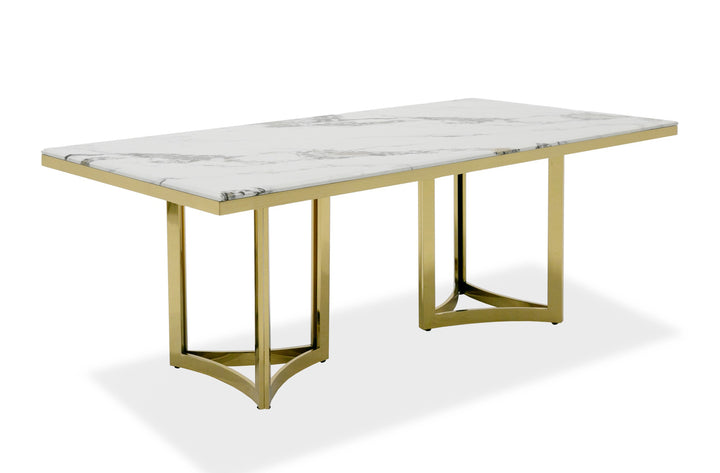 Loomis - White Marble &amp; Gold Dining Table