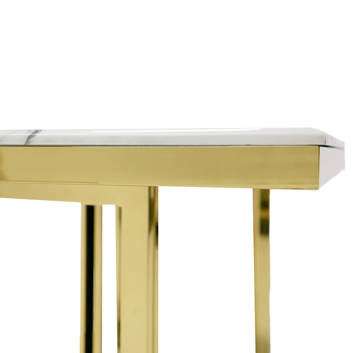 Loomis - White Marble &amp; Gold Dining Table