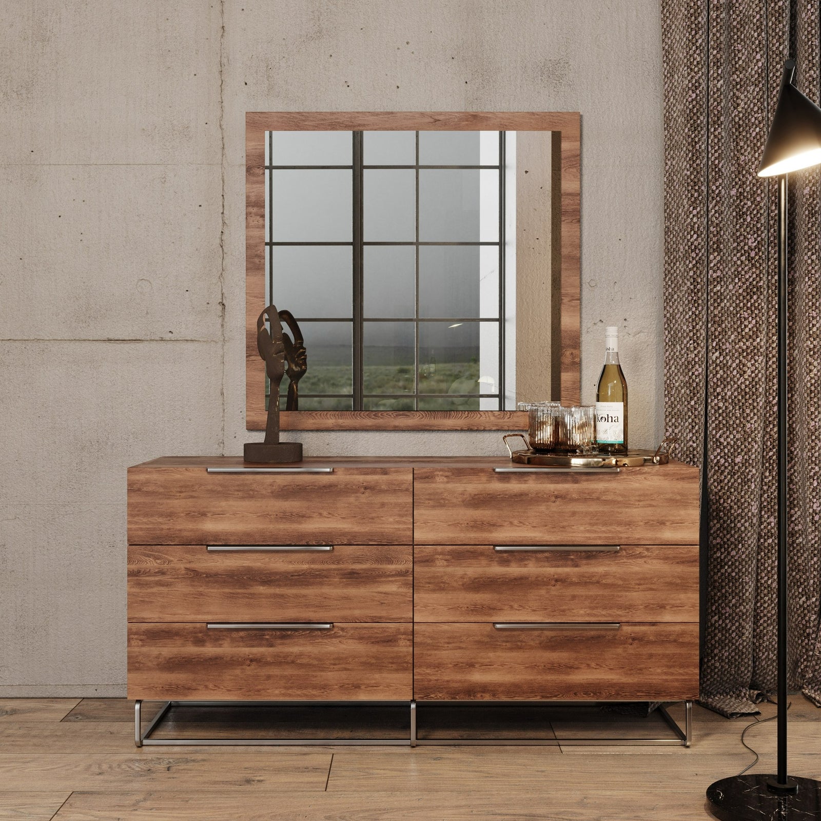 Lorenzo Italian Modern Light Oak 4-Piece Bedroom Set