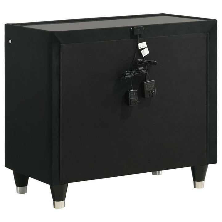 Lorient - 2 - Drawer LED Nightstand With USB - Black Nightstand w/ Charging Station modern furniture Contempo Furniture