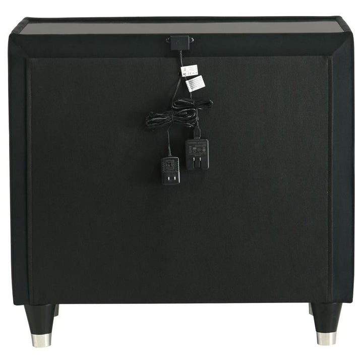 Lorient - 2 - Drawer LED Nightstand With USB - Black Nightstand w/ Charging Station modern furniture Contempo Furniture