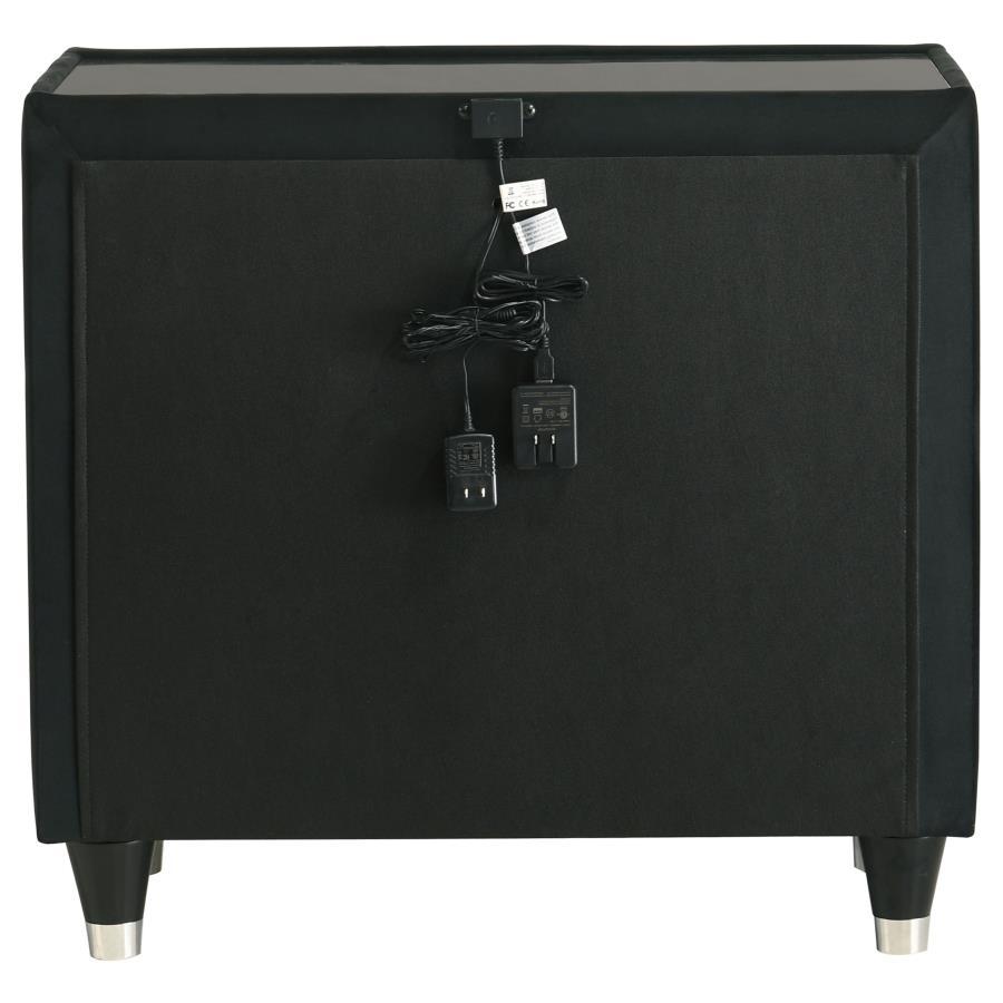 Lorient - 2 - Drawer LED Nightstand With USB - Black Nightstand w/ Charging Station modern furniture Contempo Furniture