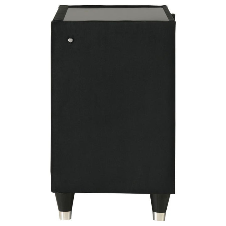 Lorient - 2 - Drawer LED Nightstand With USB - Black Nightstand w/ Charging Station modern furniture Contempo Furniture